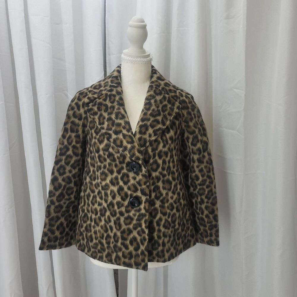 Kate Spade NY Brushed Leopard Jacket Coat Animal Print Size 00 NWOT Cozy Luxury